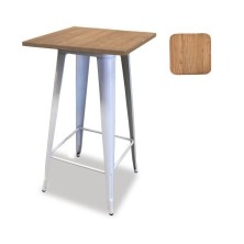alt= mesa alta Tolix madera natural