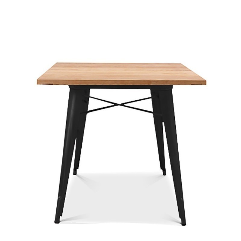 alt= mesa Tolix madera natural