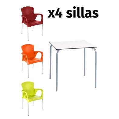 alt= Pack mesa SITA + 4 sillas GRACE