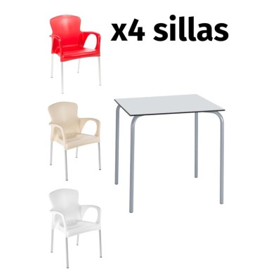 alt= Pack mesa SITA + 4 sillas GRACE
