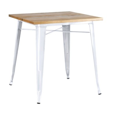 mesa Tolix madera natural