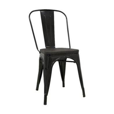 alt= silla Tolix madera oscura
