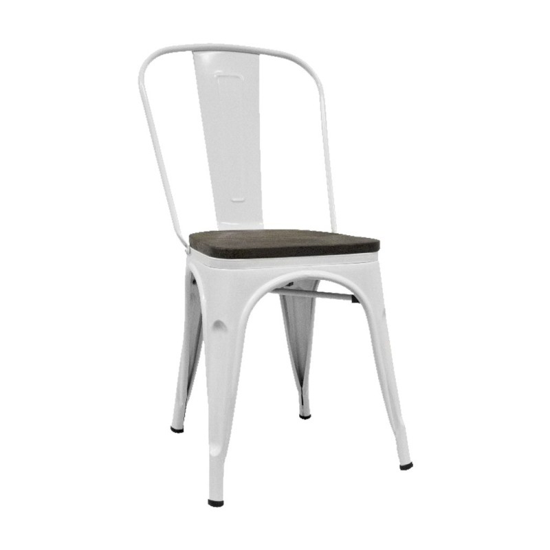 alt= silla Tolix madera oscura