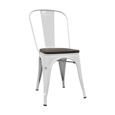 alt= silla Tolix madera oscura
